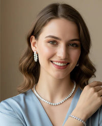 Round Cut Diamond-Style Crystal Jewelry Set